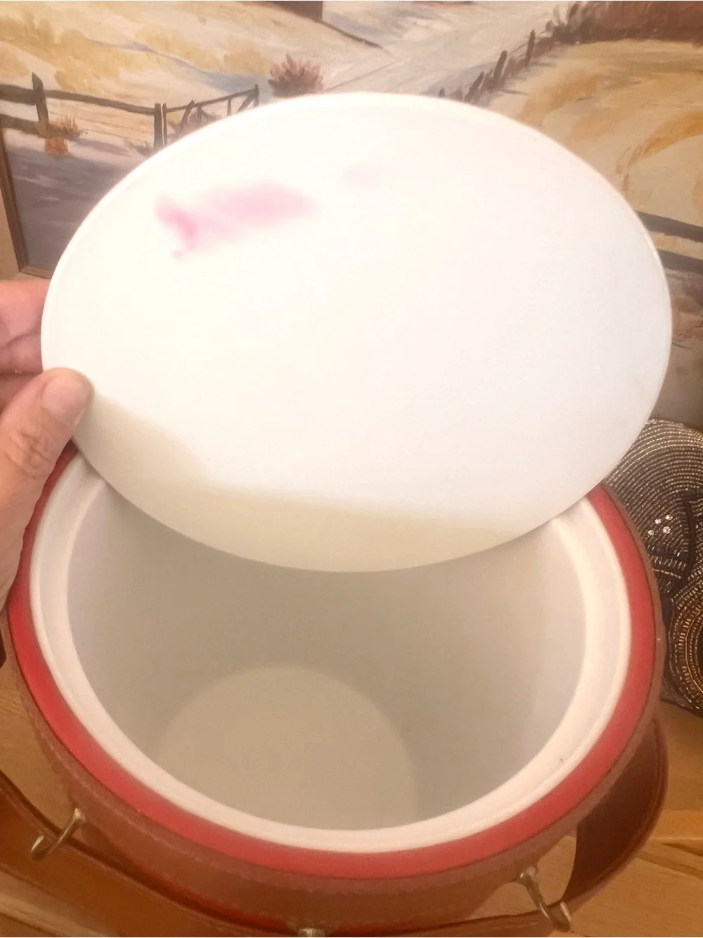 Vintage Mid Century MOD Goerges Briard RARE Red Faux Leather Ice Bucket & Tools